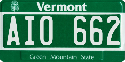 VT license plate AIO662