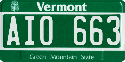 VT license plate AIO663