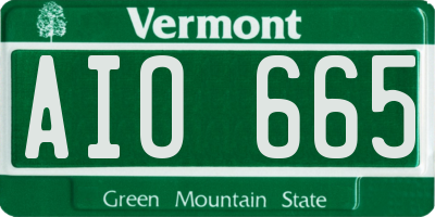 VT license plate AIO665
