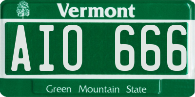 VT license plate AIO666