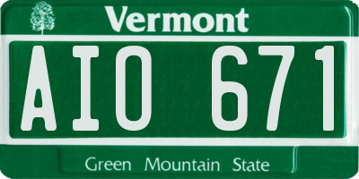 VT license plate AIO671