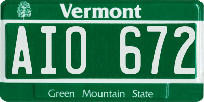 VT license plate AIO672