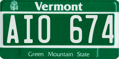 VT license plate AIO674