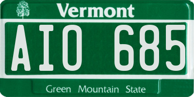 VT license plate AIO685