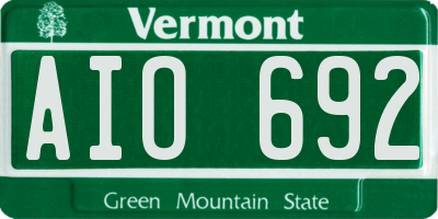 VT license plate AIO692