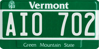 VT license plate AIO702