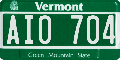 VT license plate AIO704