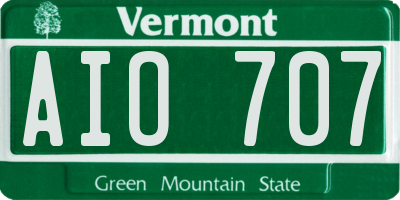 VT license plate AIO707