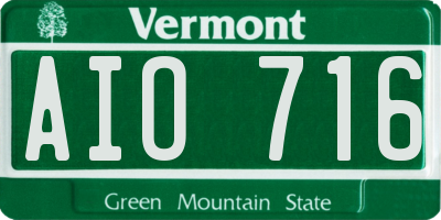 VT license plate AIO716
