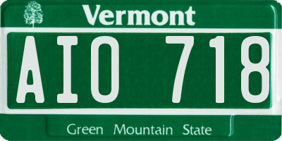 VT license plate AIO718