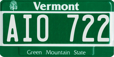 VT license plate AIO722