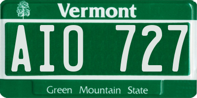 VT license plate AIO727