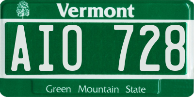 VT license plate AIO728