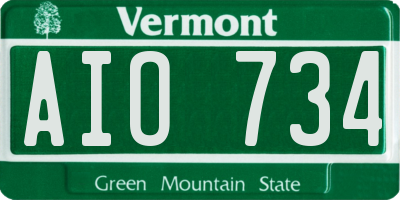 VT license plate AIO734