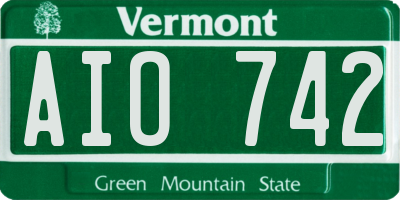 VT license plate AIO742