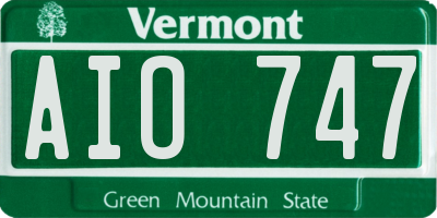 VT license plate AIO747