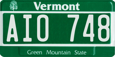 VT license plate AIO748