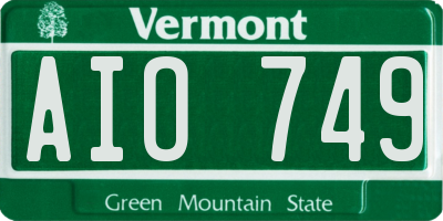 VT license plate AIO749