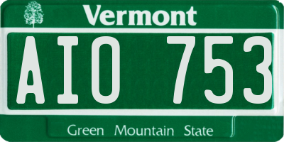 VT license plate AIO753