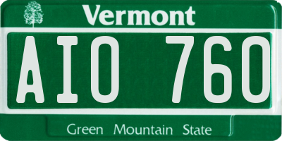 VT license plate AIO760