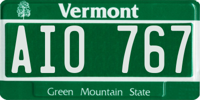 VT license plate AIO767