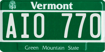 VT license plate AIO770
