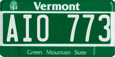 VT license plate AIO773