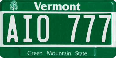 VT license plate AIO777