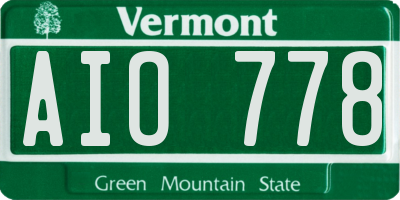 VT license plate AIO778