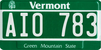 VT license plate AIO783
