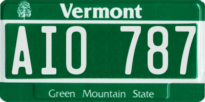 VT license plate AIO787