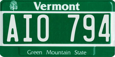 VT license plate AIO794