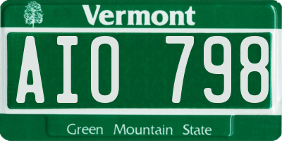 VT license plate AIO798