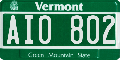 VT license plate AIO802