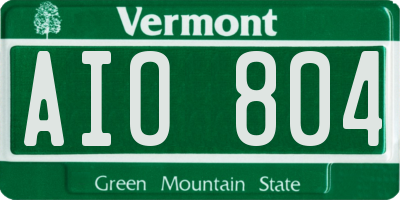 VT license plate AIO804