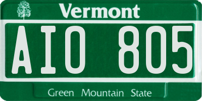VT license plate AIO805