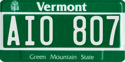 VT license plate AIO807