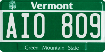 VT license plate AIO809