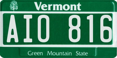 VT license plate AIO816