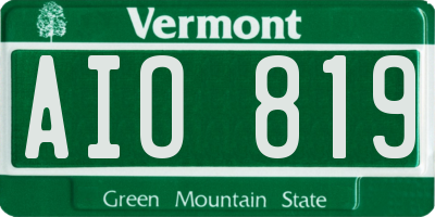 VT license plate AIO819