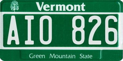 VT license plate AIO826