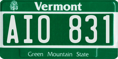 VT license plate AIO831