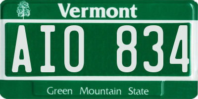 VT license plate AIO834