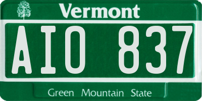 VT license plate AIO837