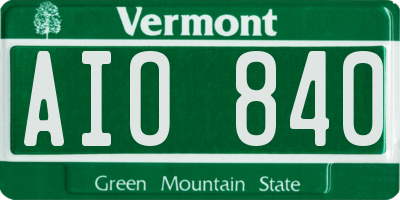 VT license plate AIO840