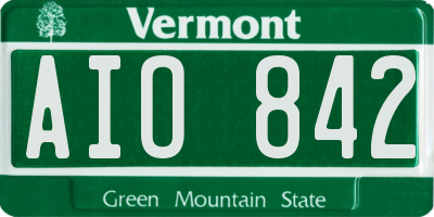 VT license plate AIO842