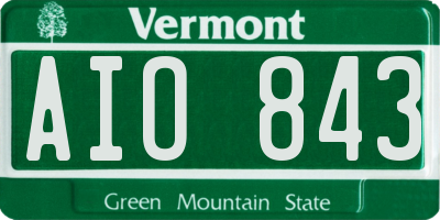 VT license plate AIO843