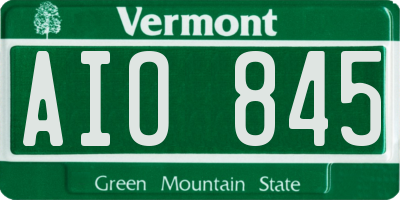 VT license plate AIO845