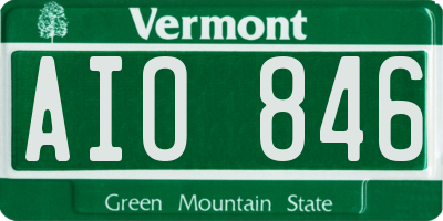 VT license plate AIO846