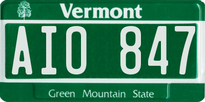 VT license plate AIO847